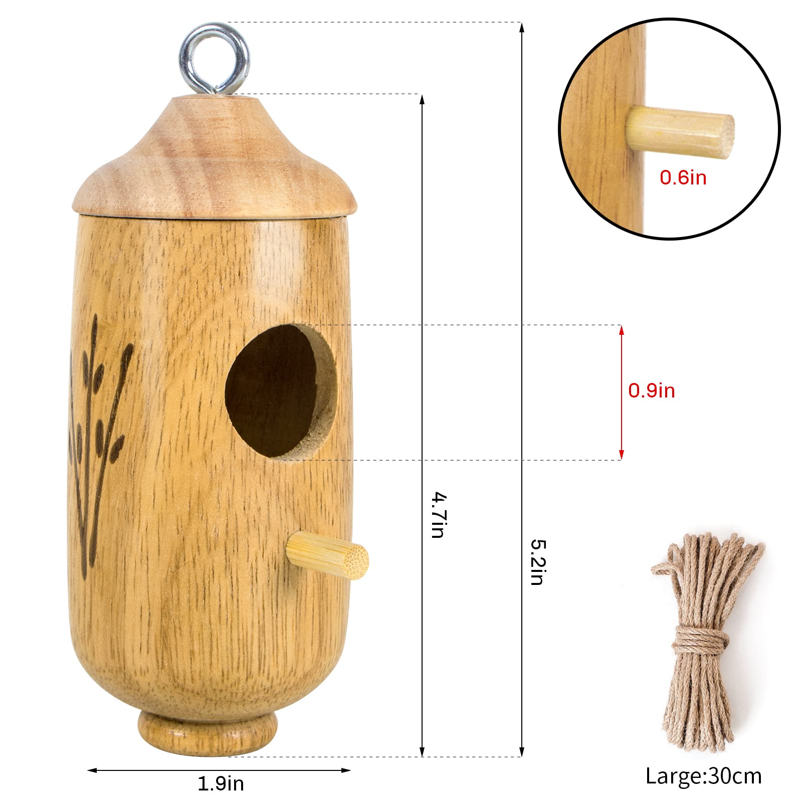 LOTKEY hummingbird house hanging loop enables easy outdoor display.