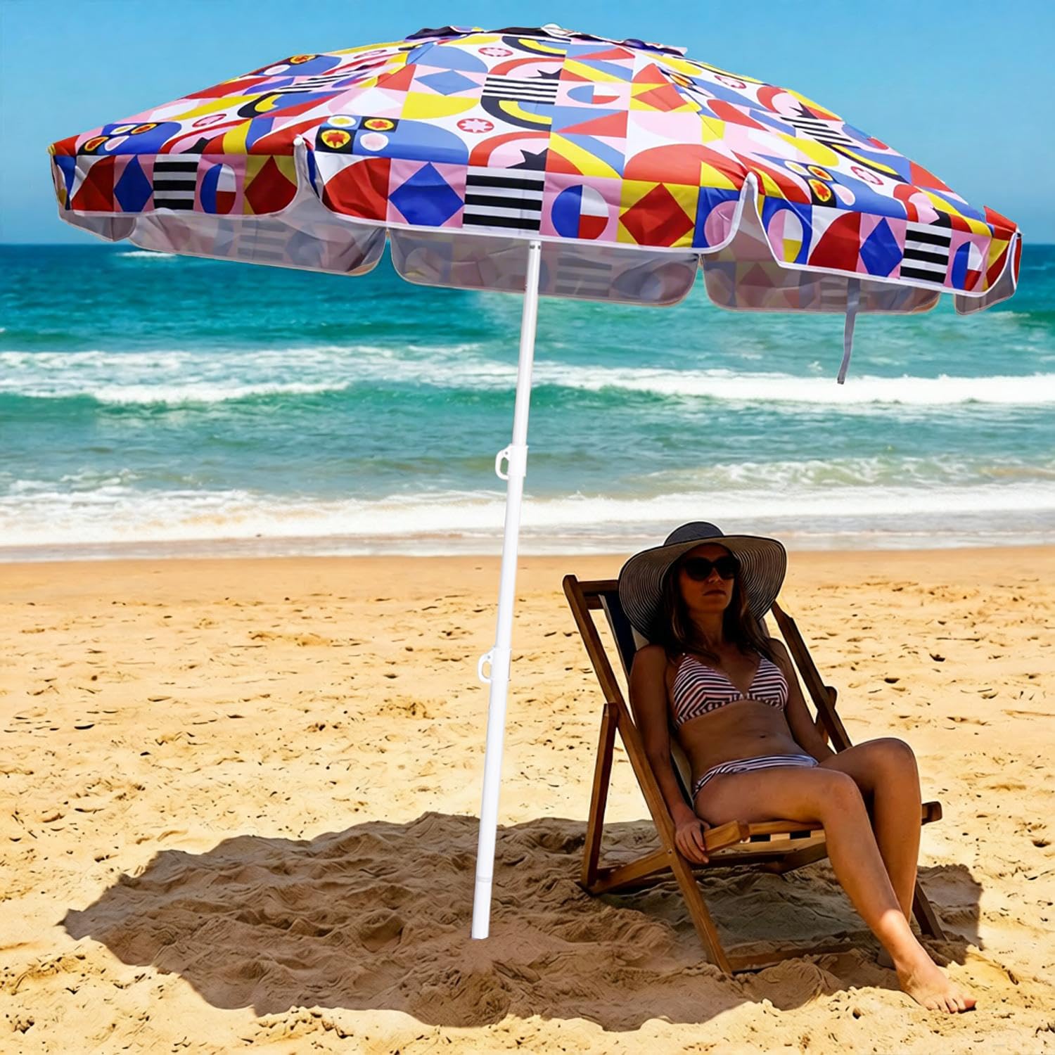 LOTTAFUN sand anchor kit anchors shade securely on sandy shores.