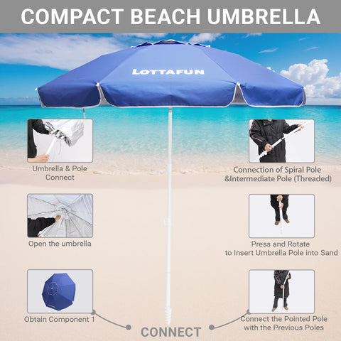 LOTTAFUN aerodynamic vent reduces wind pressure for calmer seaside use.