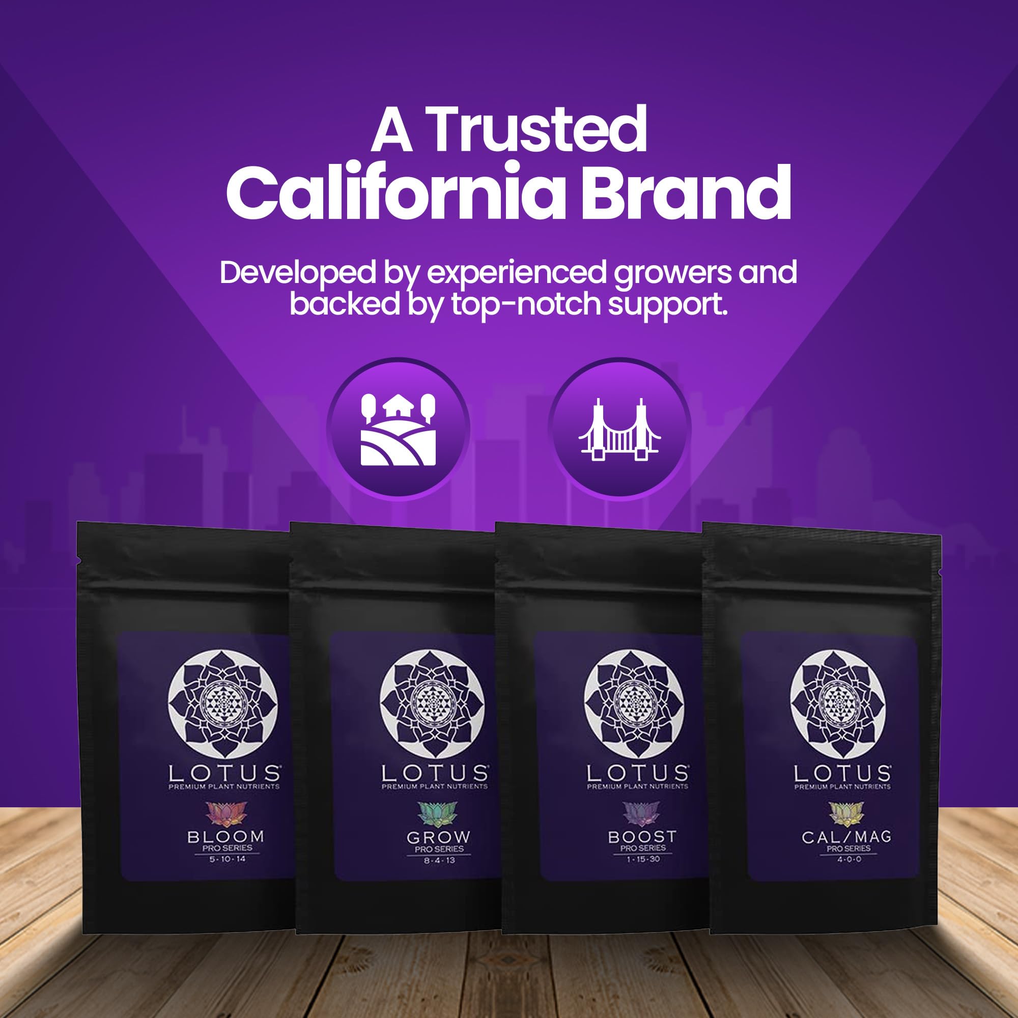 Lotus Nutrients Bloom formula bottle aids flowering and resin production.