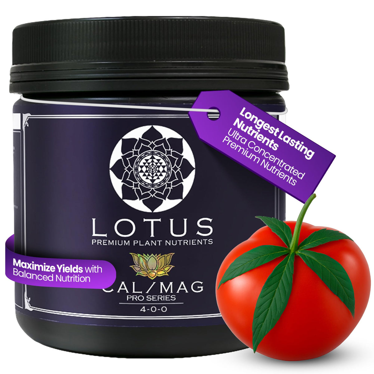 Lotus Nutrients Cal-Mag Pro dissolving powder in water for quick uniform delivery.