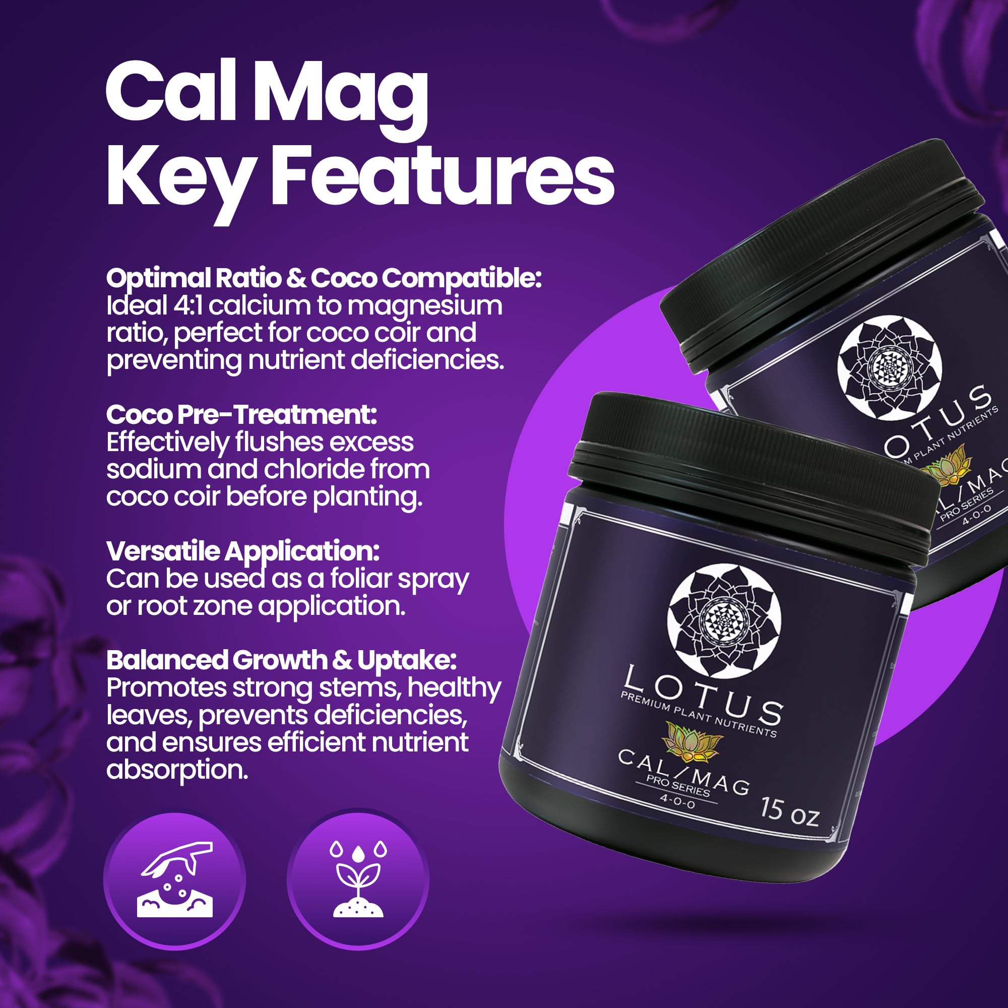 Lotus Nutrients Cal-Mag Pro used with RO water for clean nutrient delivery.