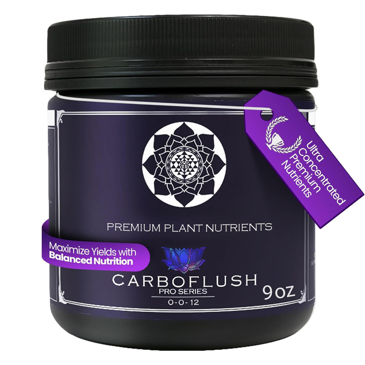 Lotus Nutrients CarboFinish bottle front view highlighting premium harvest support