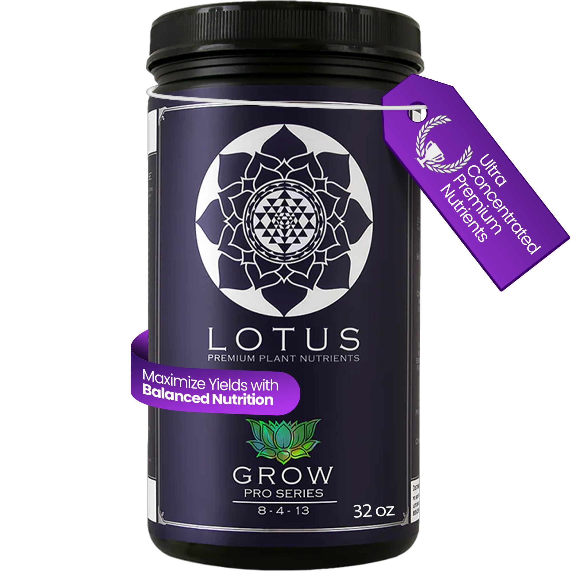 Lotus Nutrients Grow Pro Series bottle front, comprehensive nutrient blend for coco, hydro, and soil.