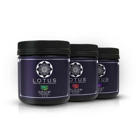 Lotus Nutrients Starter Kit packaging with all three formulas for easy home gardening.