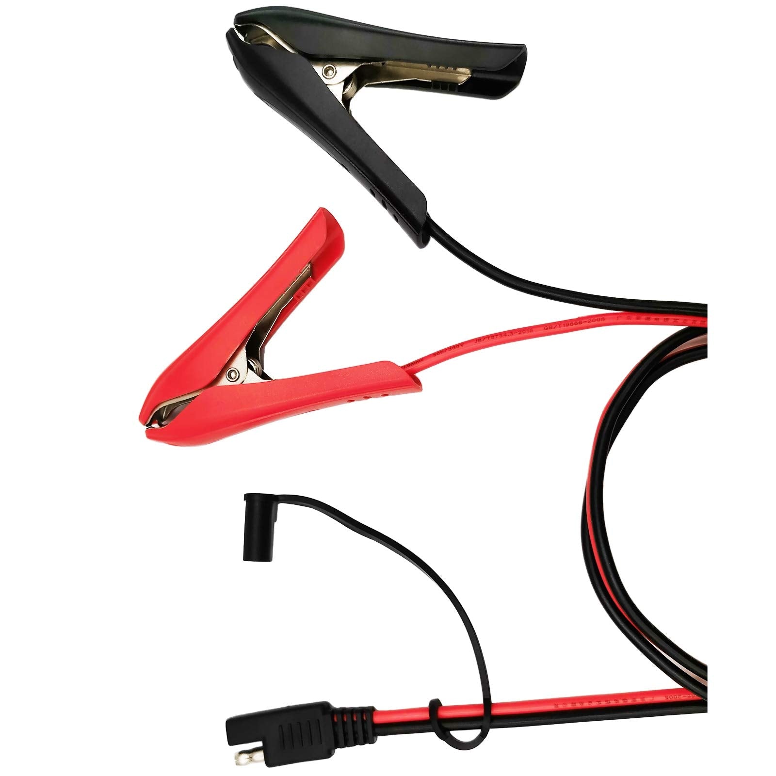 Lotus Power red and black clips for SAE connections enabling safe polarity setup.