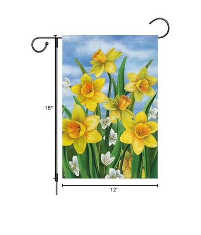 Louise Maelys garden flag withstands rain snow pollen and sun.