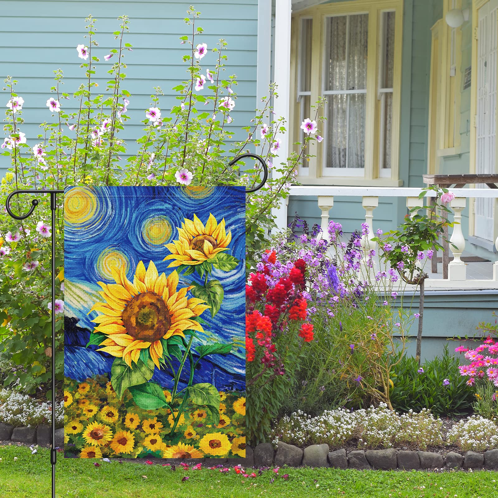 Louise Maelys burlap garden flag withstands weather for seasonal exterior decor.