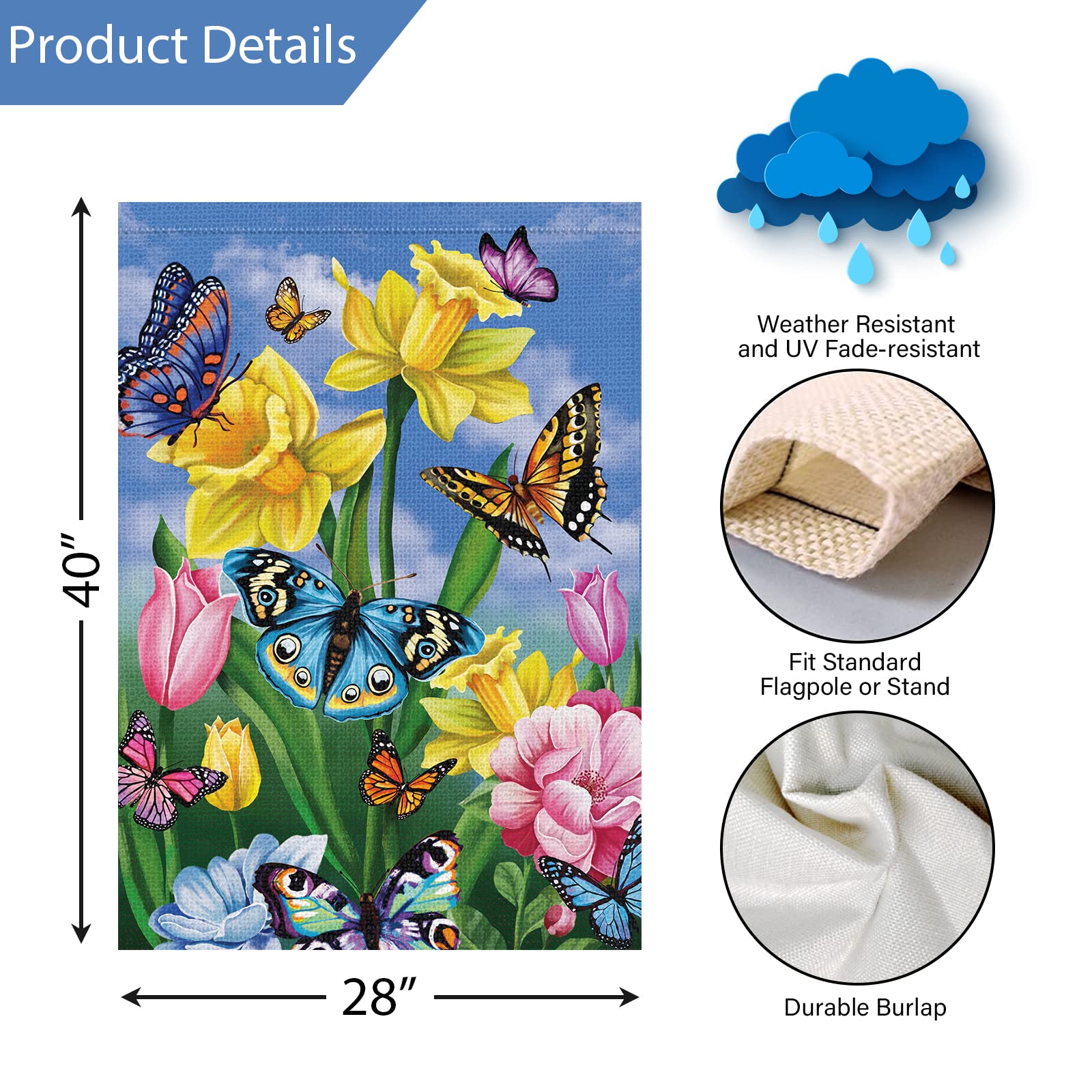 Louise Maelys Double-Sided Printing Flag offers visibility from any direction.