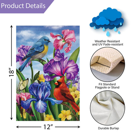 Louise Maelys double-sided spring garden flag designed for clear visibility from all angles.