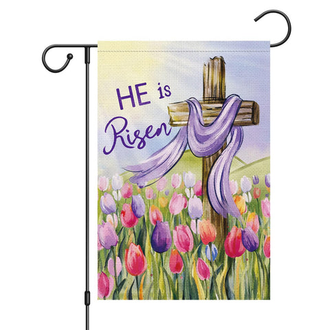 Louise Maelys Easter Garden Flag 12x18 double-sided burlap for yard charm.