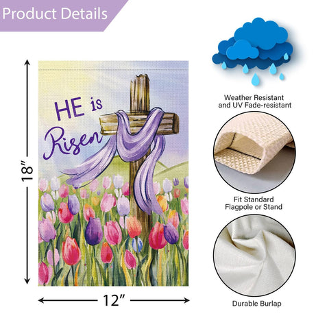 Louise Maelys Easter Garden Flag sleeve fits standard hanger or pole for easy display.