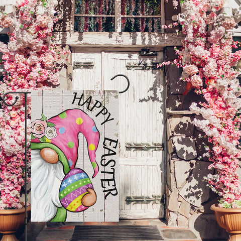 Louise Maelys Easter Gnome pattern flag adds festive charm to garden or porch.