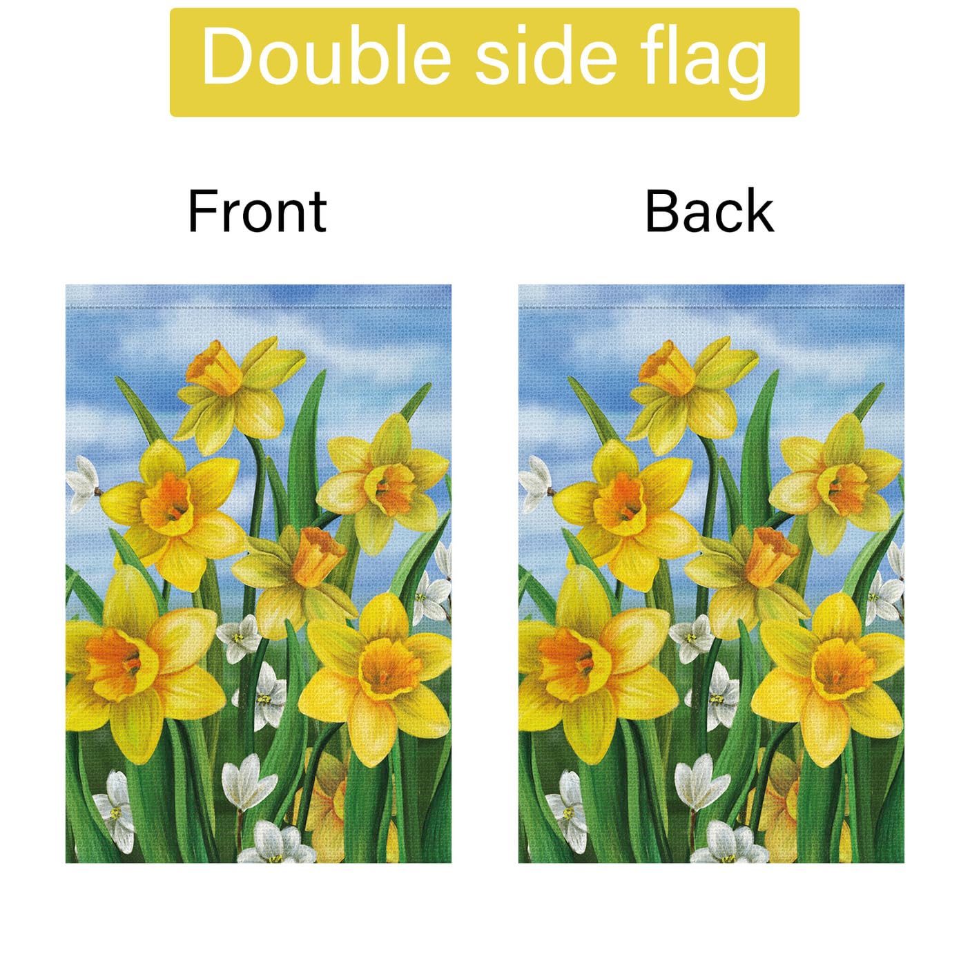 Louise Maelys welcome spring flag complements porch and veranda decor.