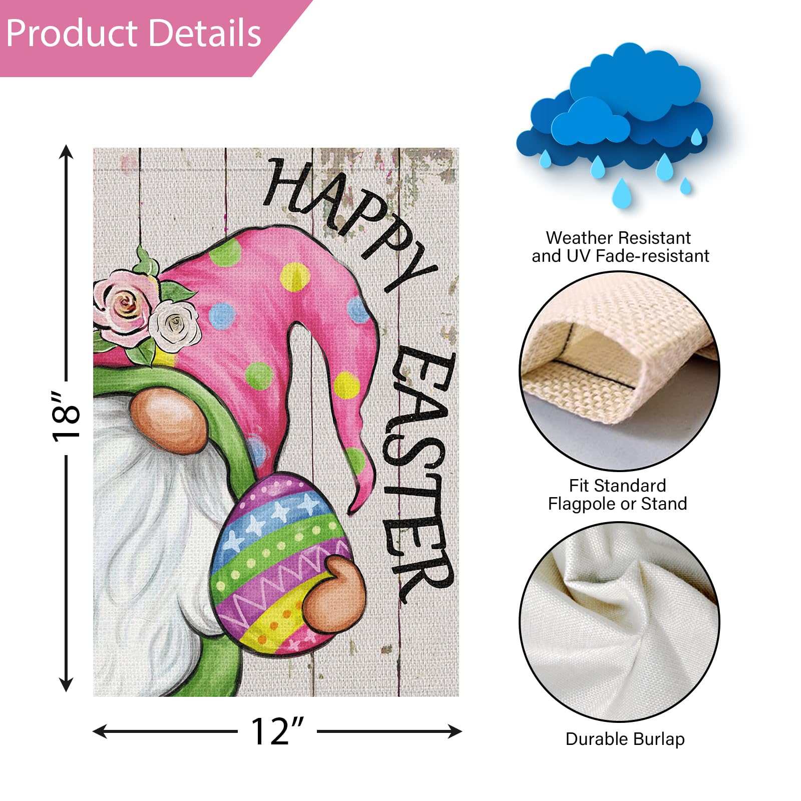 Louise Maelys flag with sleeve design makes Easter display easy.