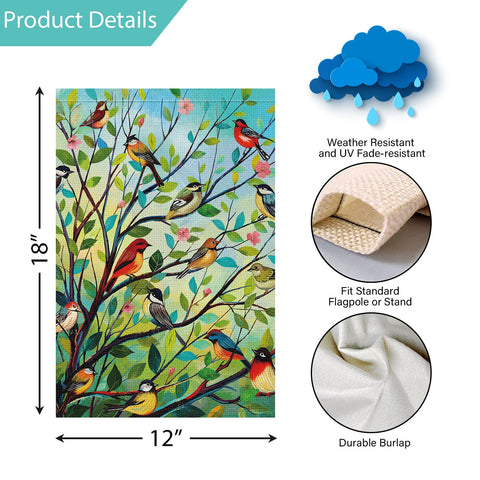 Louise Maelys floral bird design garden flag vibrant print enhances decor