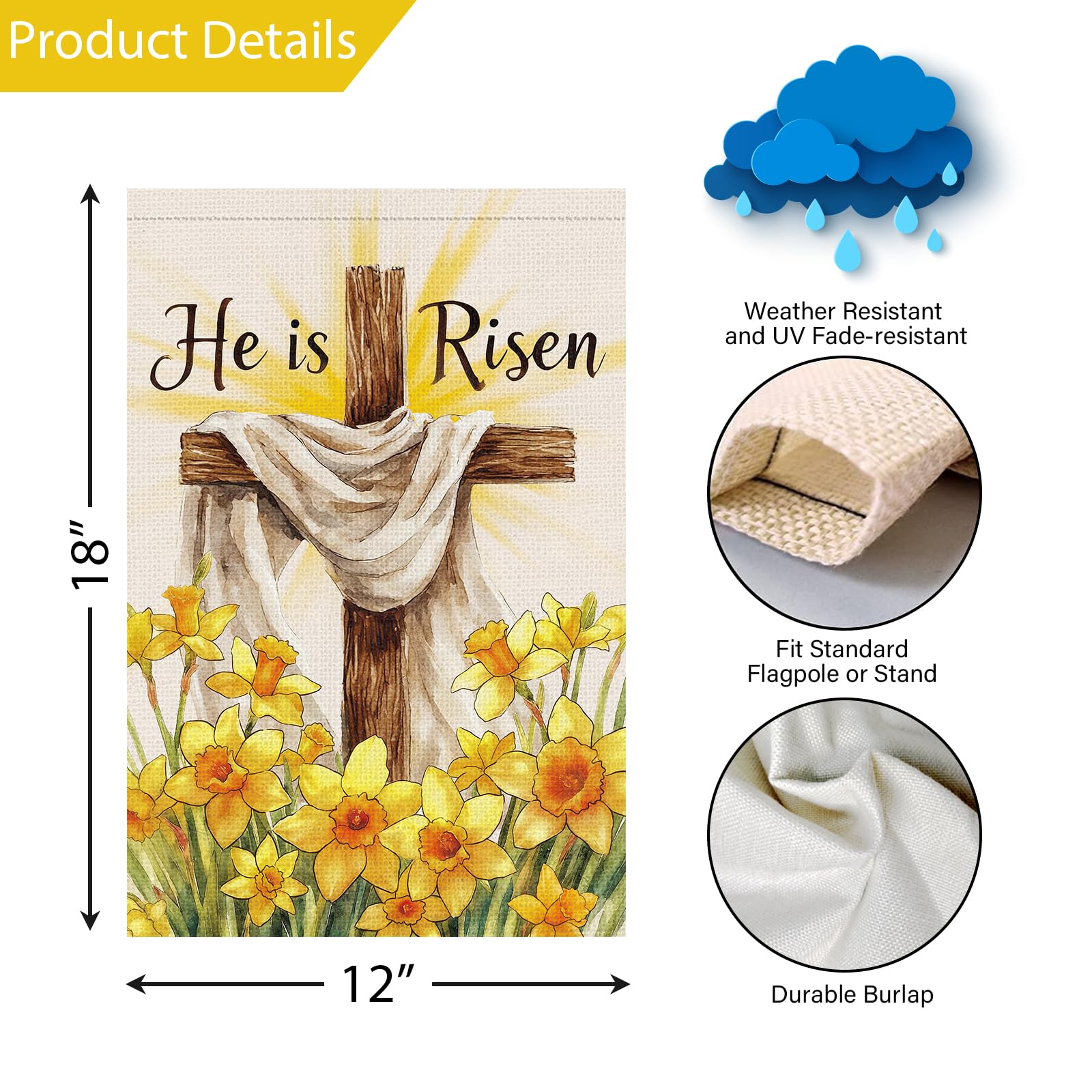 Louise Maelys garden flag with sleeve for quick outdoor setup