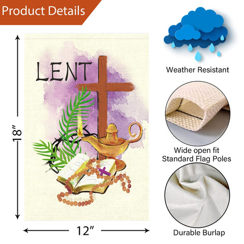 Louise Maelys Lent garden flag burlap texture adds rustic charm outdoors