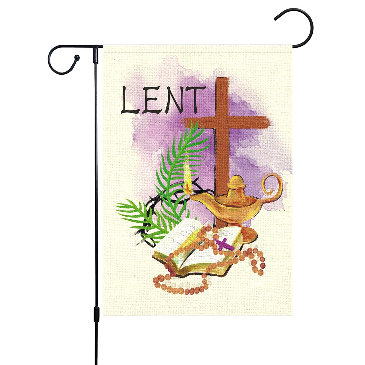 Louise Maelys Lent garden flag front view for outdoor Easter decor