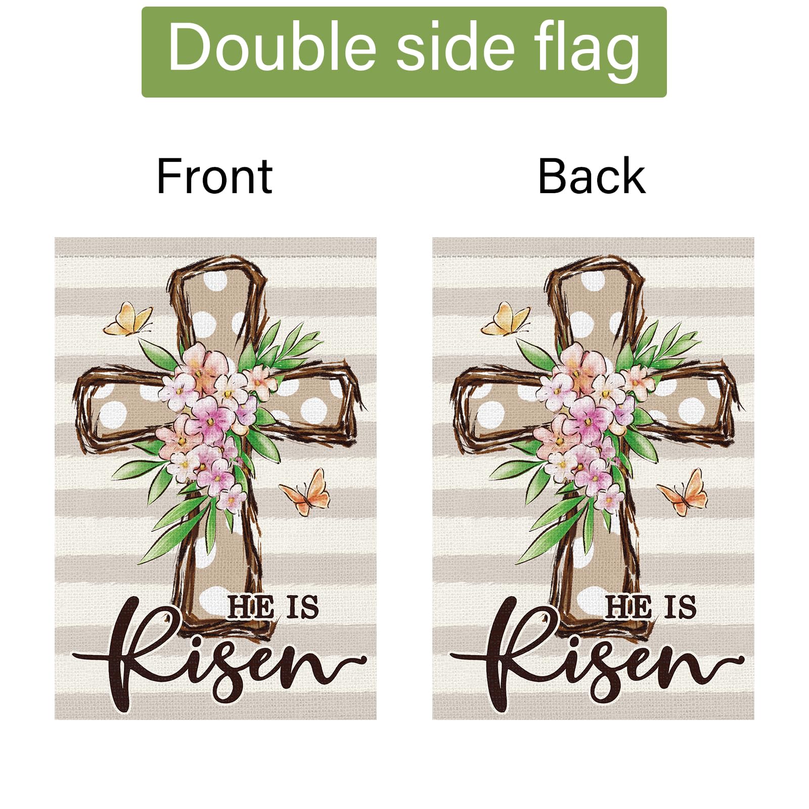 Louise Maelys Outdoor Easter Flag brightens spring gardens with religious charm.
