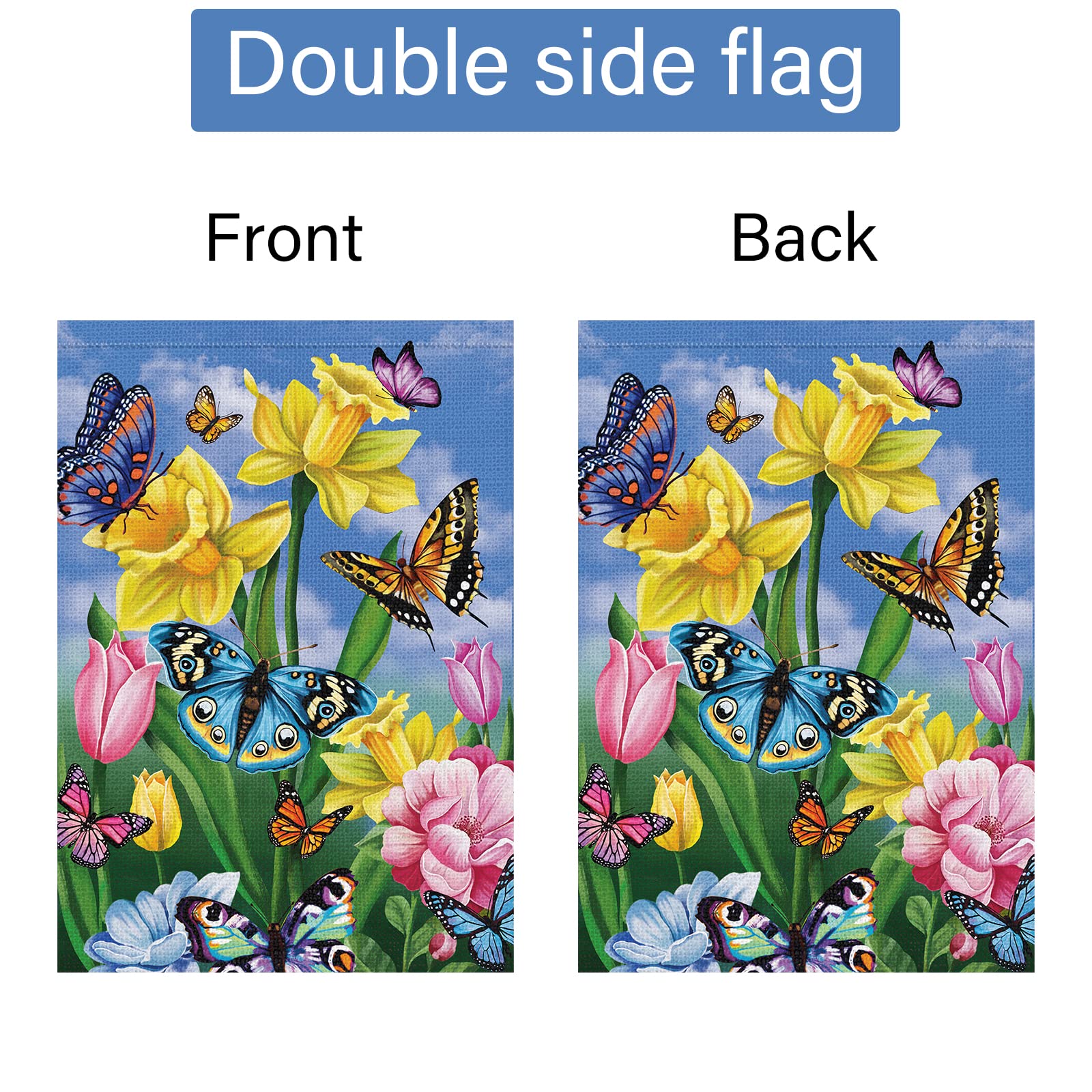 Louise Maelys Outdoor Spring Flag for patios, lawns, decks and welcoming vibes.