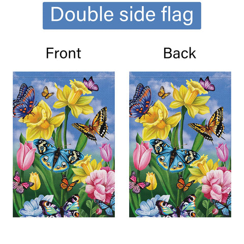 Louise Maelys Outdoor Spring Flag for patios, lawns, decks and welcoming vibes.