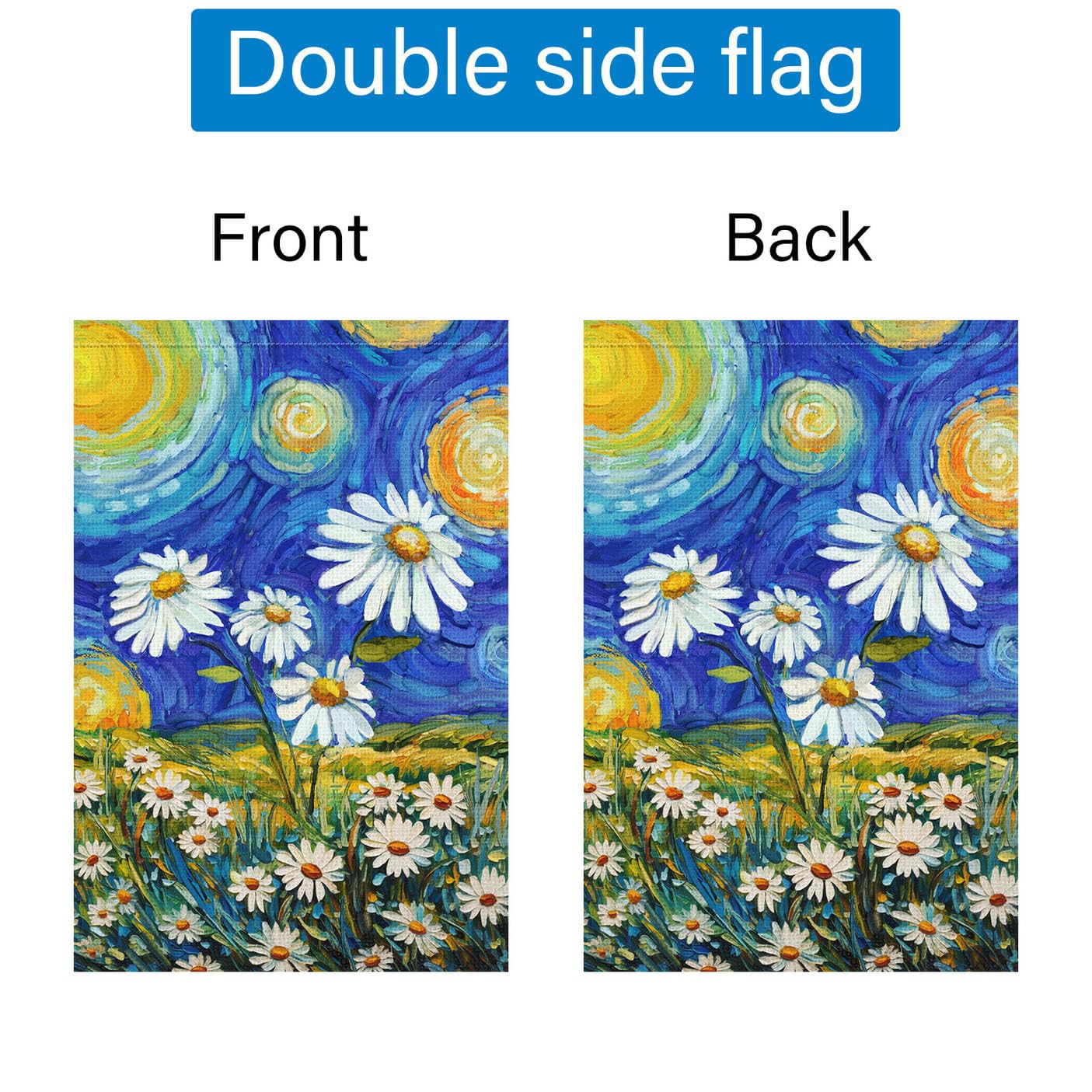 Louise Maelys outdoor yard decor flag with daisies, ideal for porch or garden.
