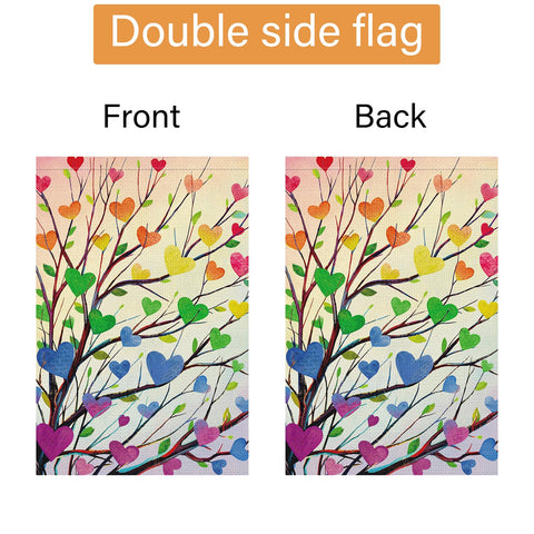 Louise Maelys Pride flag sleeve-top 12x18 fits standard flagpoles easily.