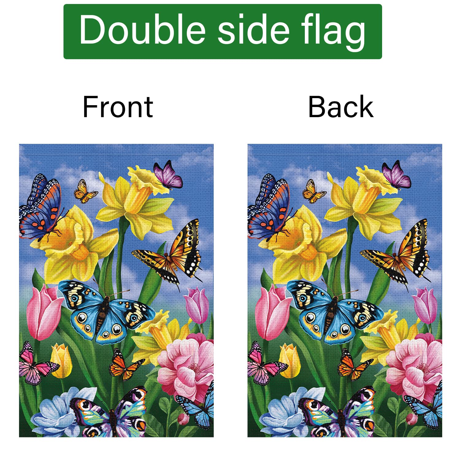 Louise Maelys spring garden flag ideal for porch or patio decoration.