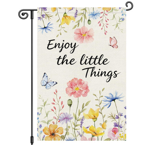 Louise Maelys flag featuring butterfly watercolor design adds curb appeal.