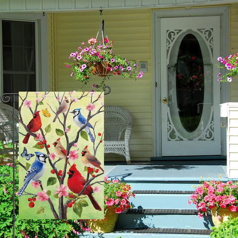 Louise Maelys flag front view showing full seasonal design for curb appeal