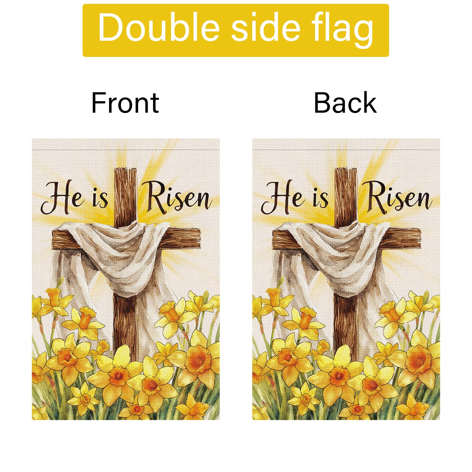 Louise Maelys durable Easter flag withstands sun, rain, and wind