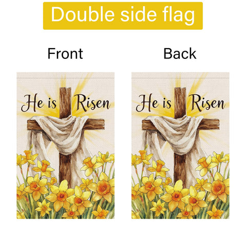 Louise Maelys durable Easter flag withstands sun, rain, and wind