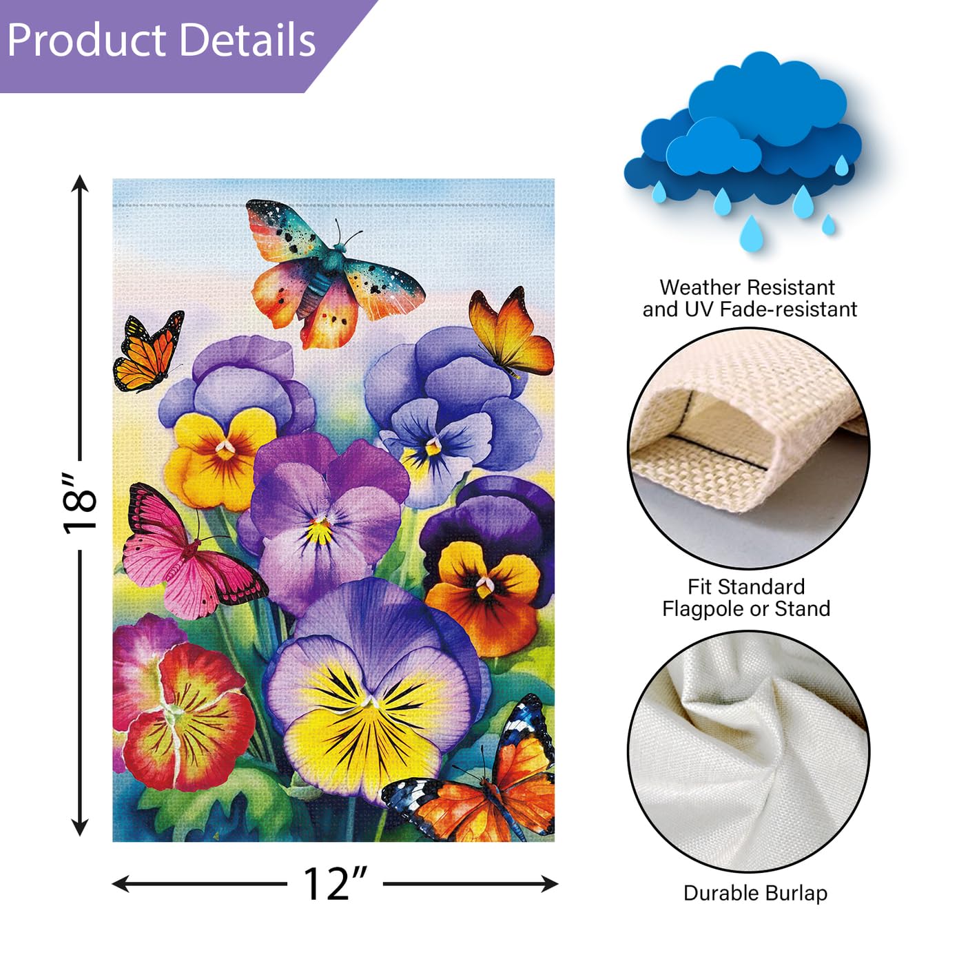 Louise Maelys 12x18 flag fits most standard flagpoles for quick setup