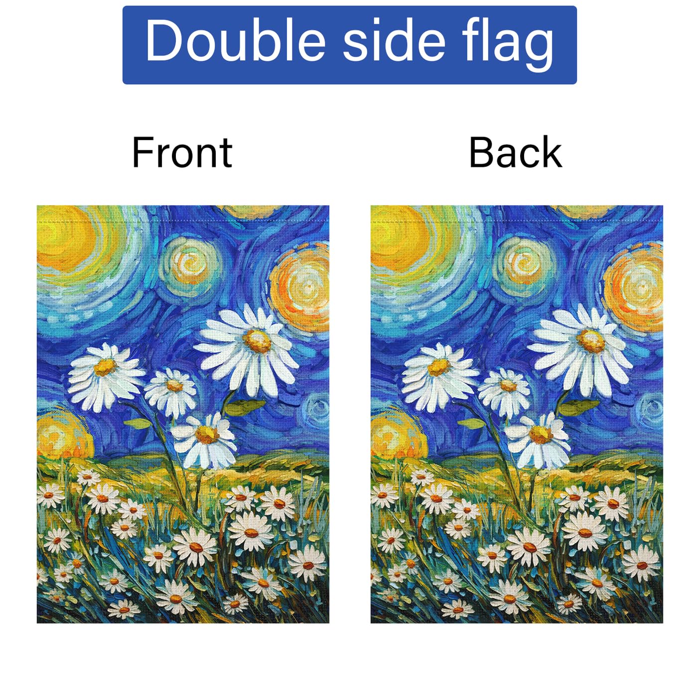 Louise Maelys welcomes guests with a vibrant spring garden flag.