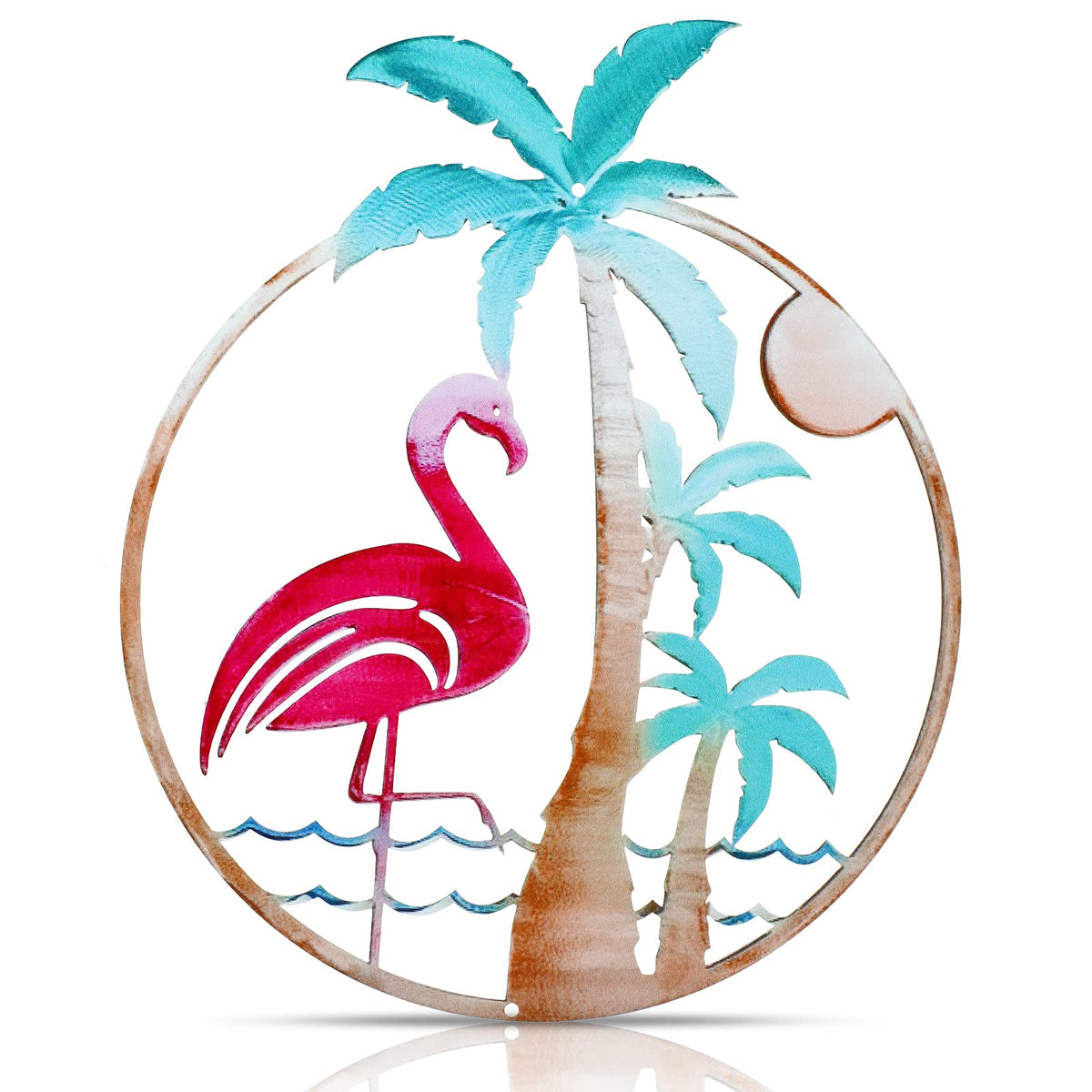Lounsweer Flamingo metal wall art welcome sign adds tropical charm to entryways