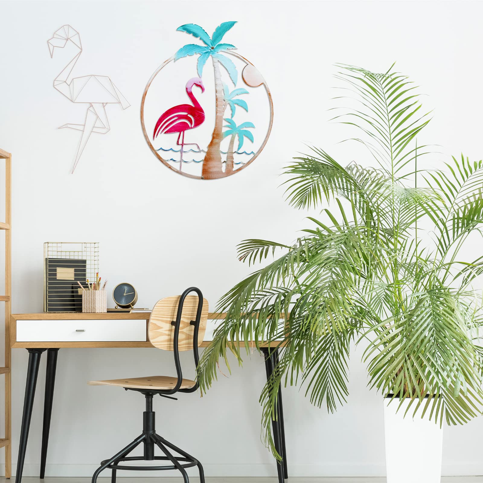 Lounsweer seaside flamingo metal artwork shines in any season