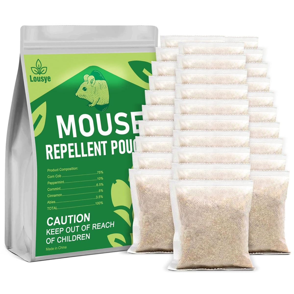 Lousye mouse repellent pouches in packaging for easy setup and deterrence
