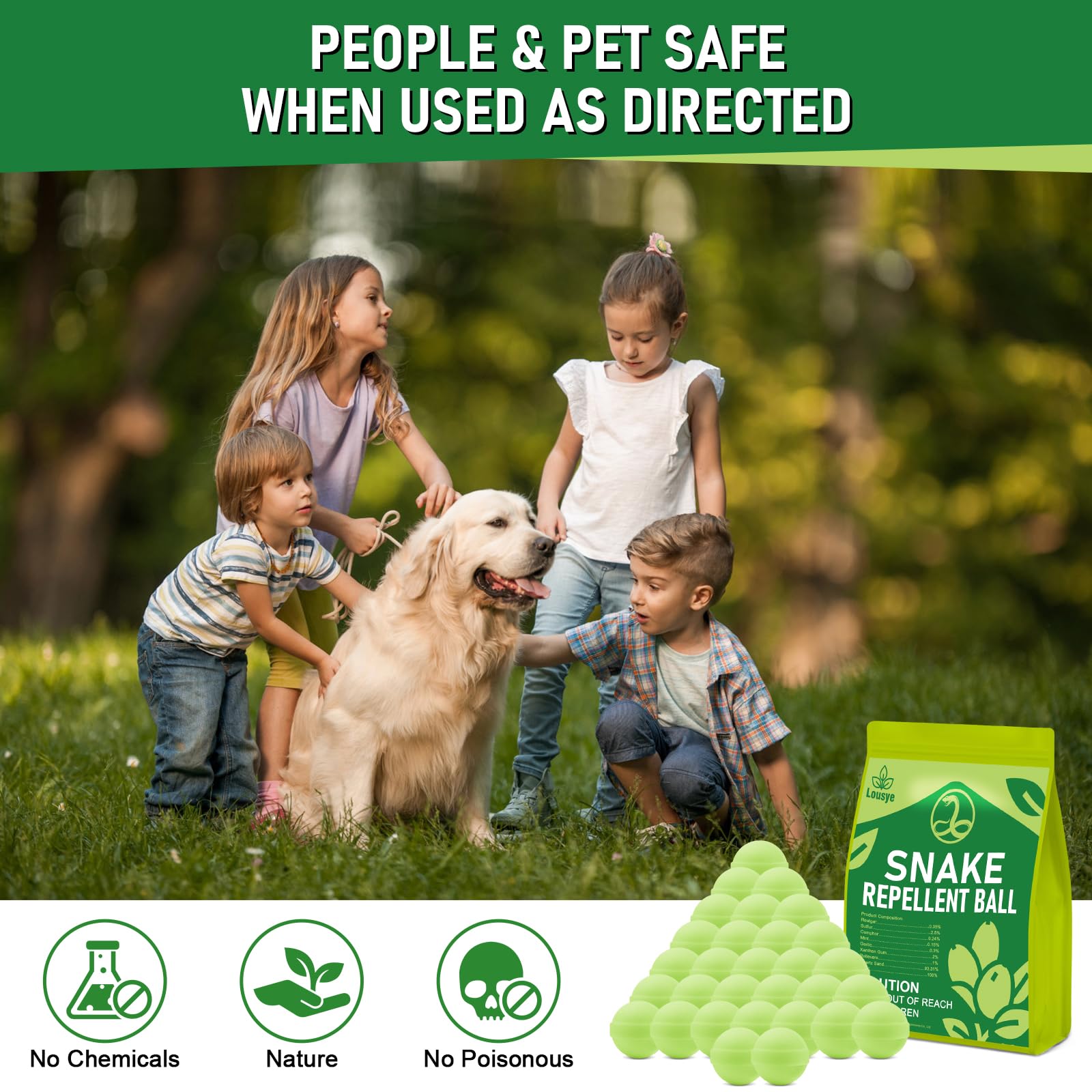 Lousye packaging with green bags keeps repellents organized and ready.