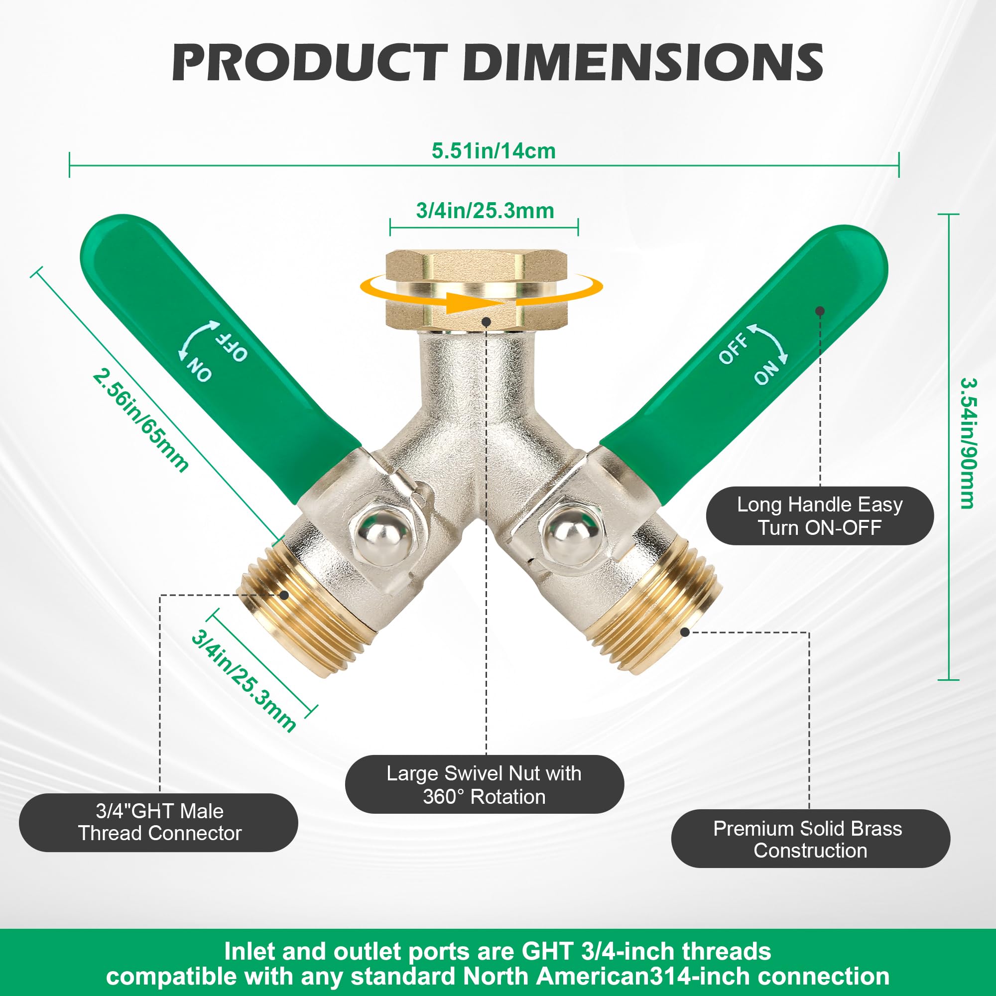 Love is War brass hose splitter with durable brass body for long outdoor use.