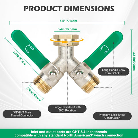 Love is War brass hose splitter with durable brass body for long outdoor use.