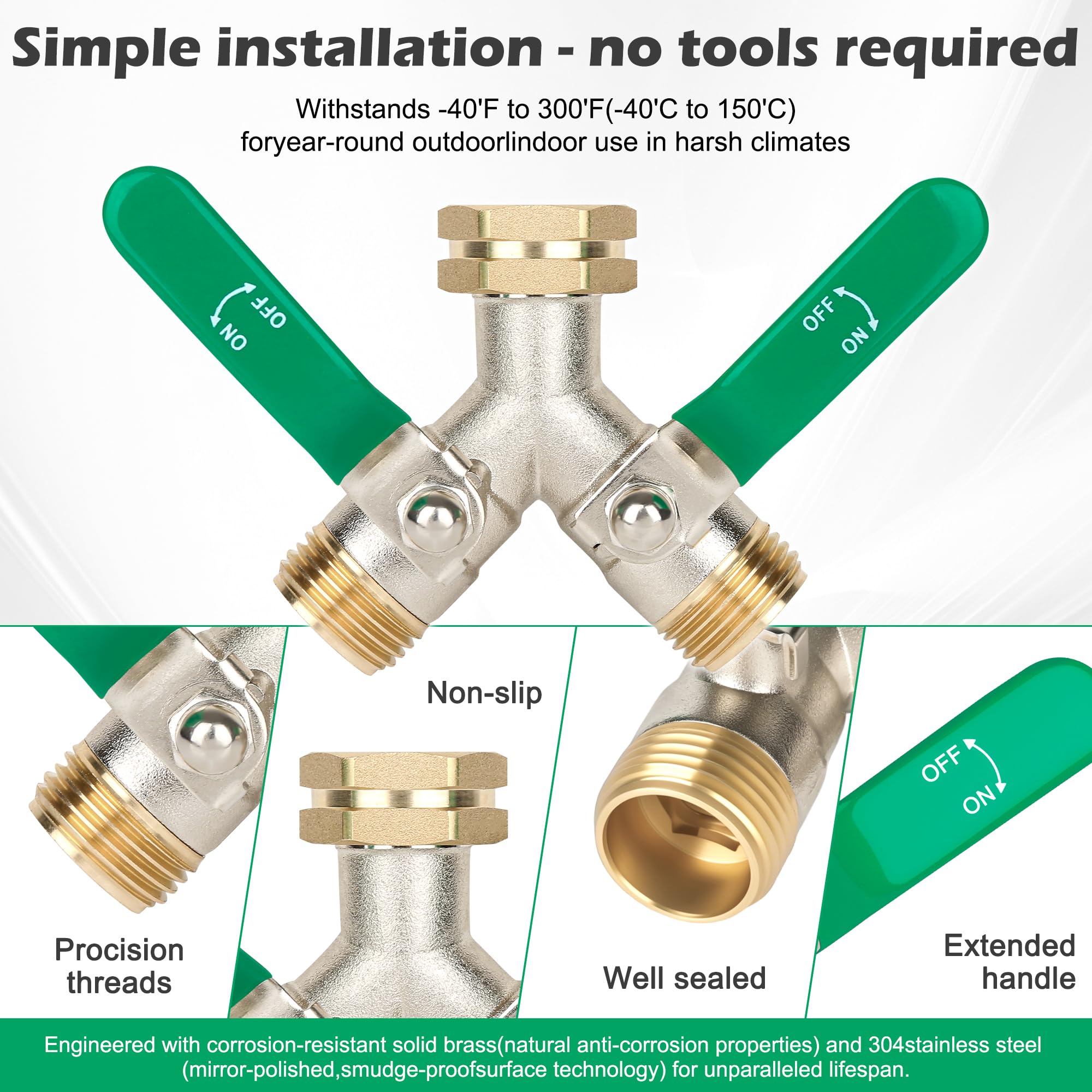 Love is War garden hose splitter installation shows quick, tool-free setup.