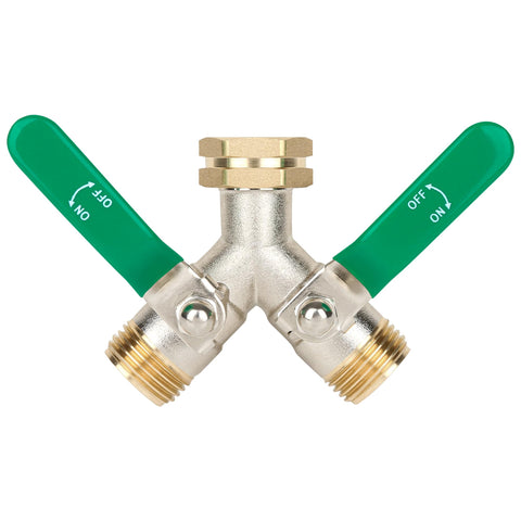 Love is War hose splitter 2-way outlet to run two hoses simultaneously.