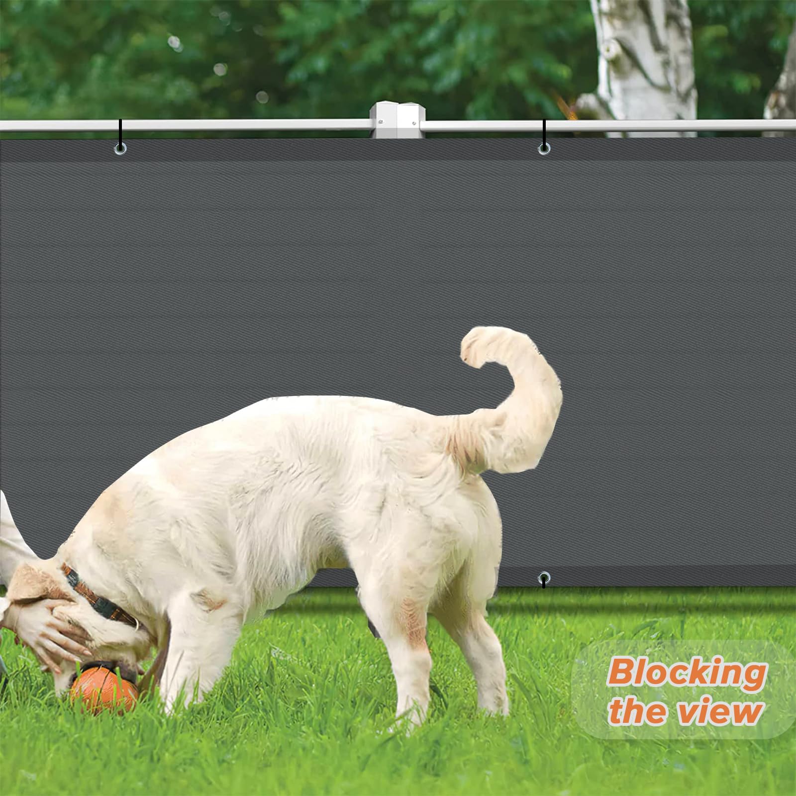 Love Story balcony screen close-up fabric shows durable HDPE and UV protection.