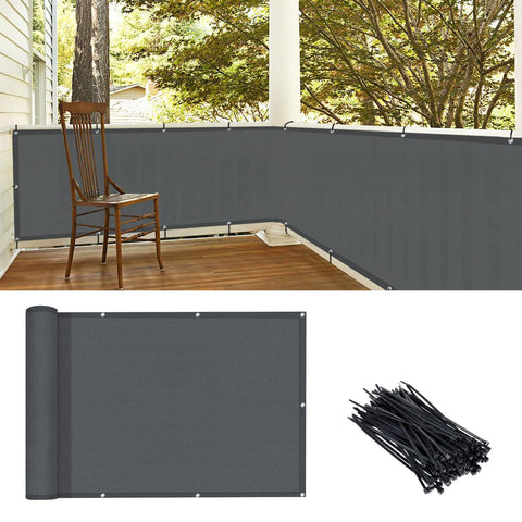 Love Story balcony screen privacy cover front view for deck privacy and airflow.
