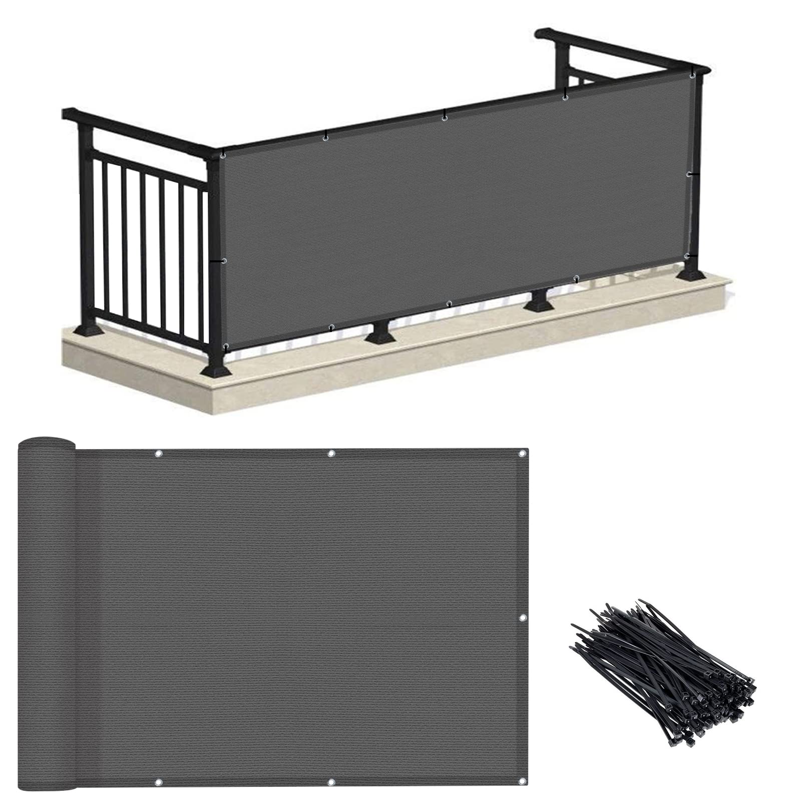 LOVE STORY dark grey balcony privacy screen on deck for privacy and airflow