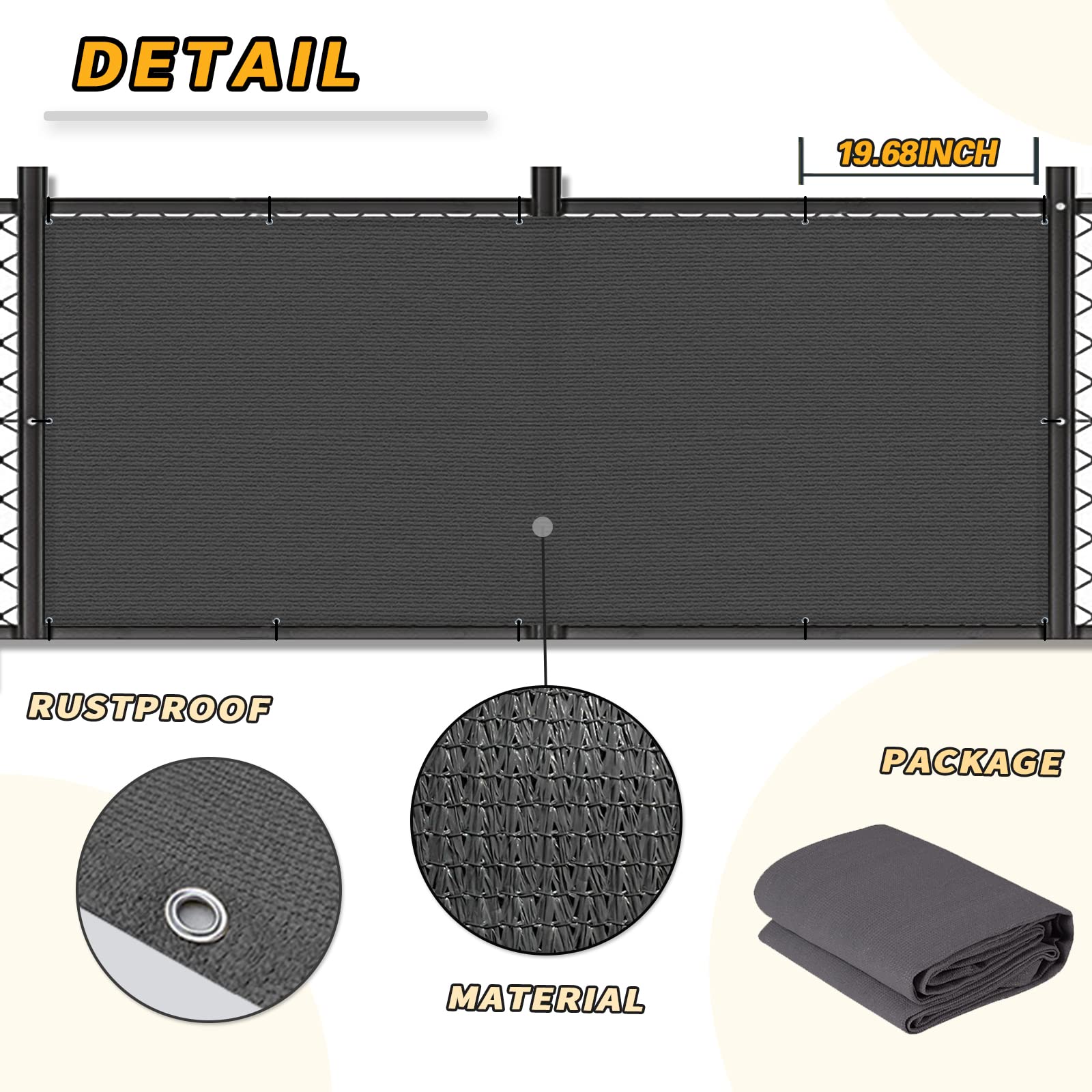 LOVE STORY dark-grey fence screen on railing provides durable outdoor privacy.
