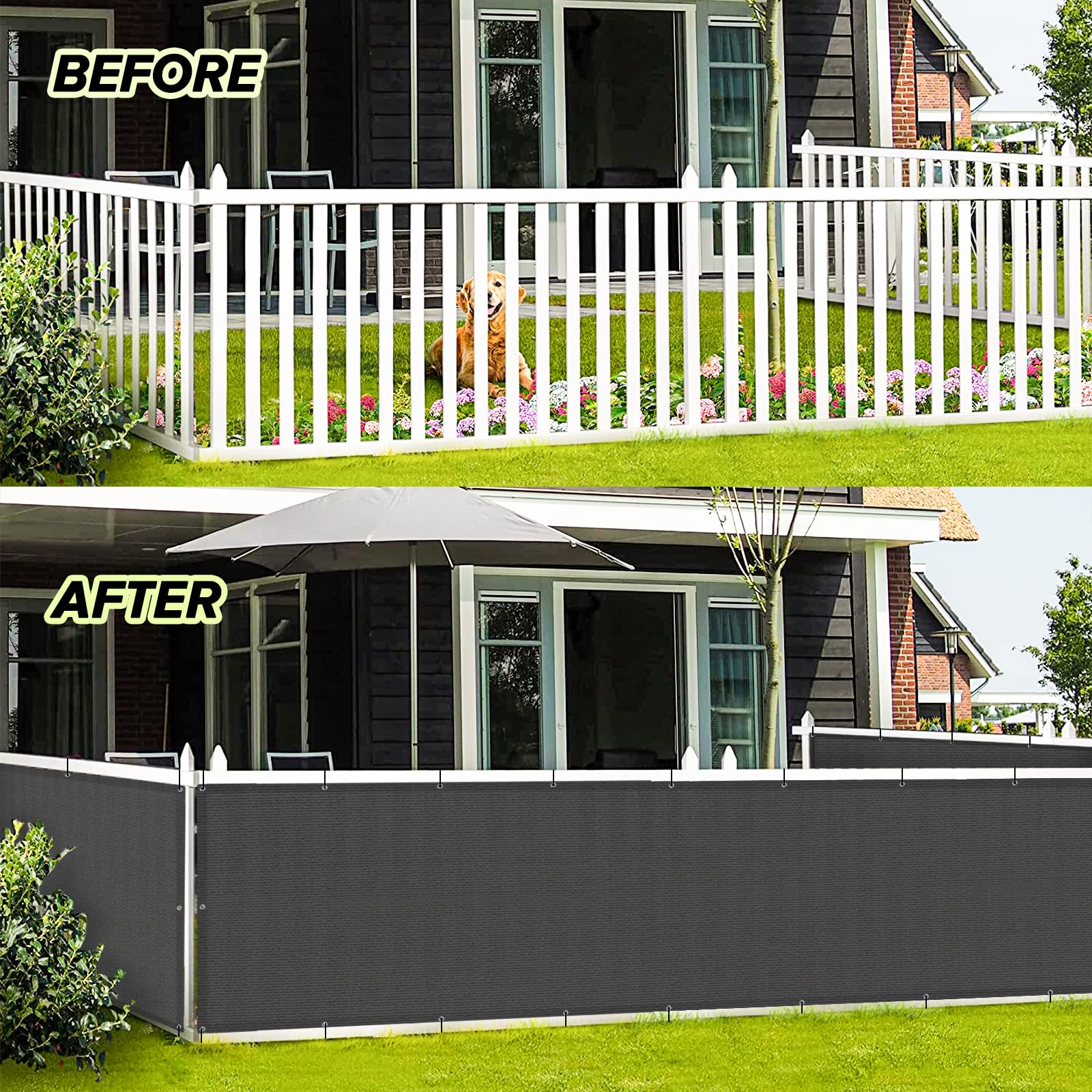 Love Story deck screen on patio offering shade with light visibility.