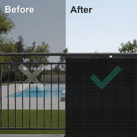 Love Story easy-install fence screen includes straps for setup.