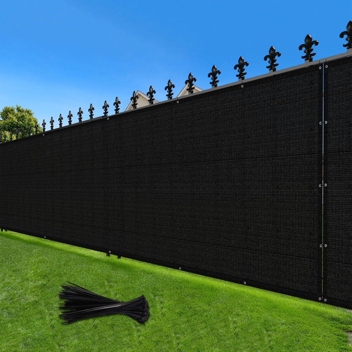 Love Story fence privacy screen outdoor mesh hides view and adds shade.